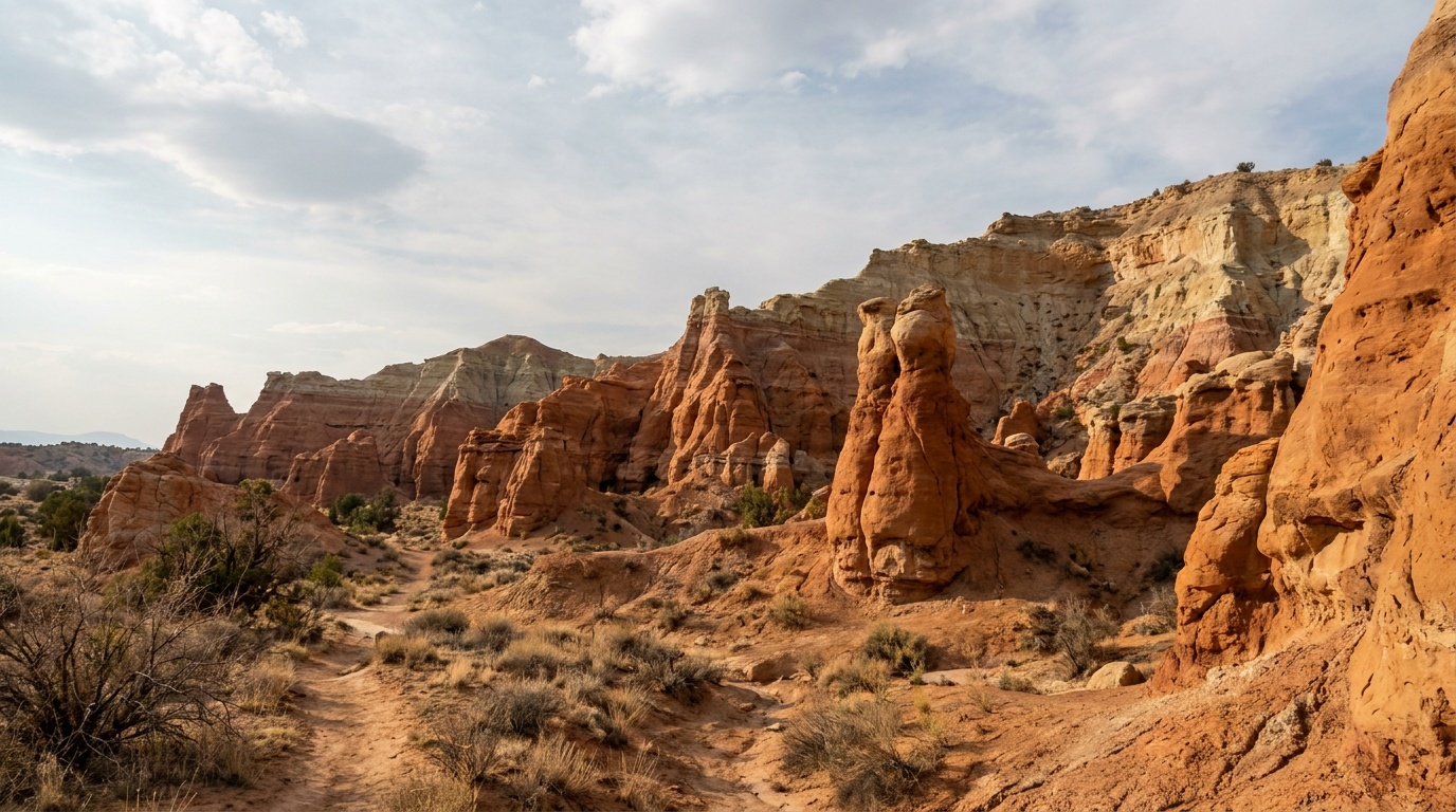 Sandstone pipes and multi-hued cliffs of Kodachrome Basin State Park, Utah