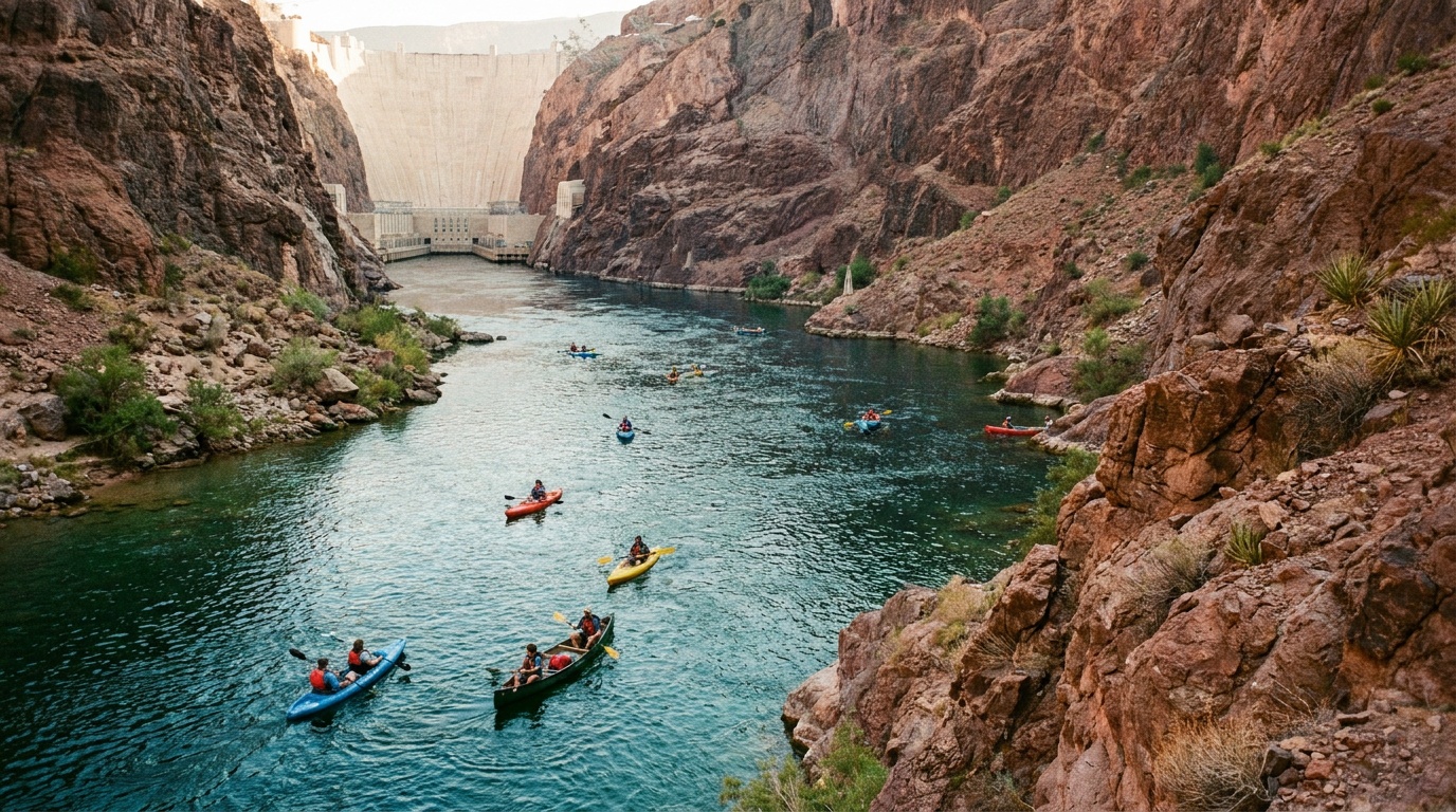 The Colorado River in Black Canyon below Hoover Dam, used for the water trail