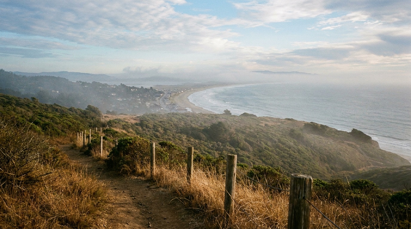 Coastal view toward Stinson Beach from the Matt Davis Trail
