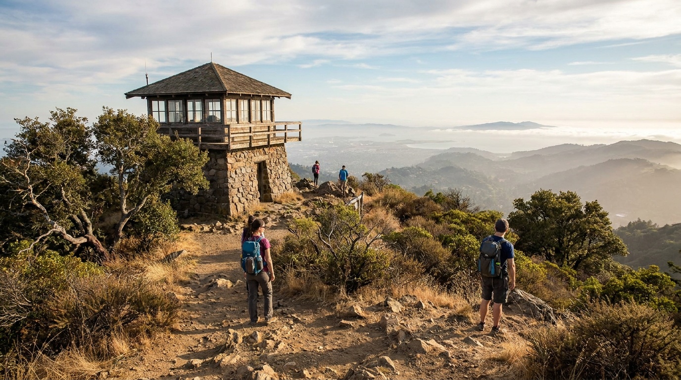 The East Peak summit and fire lookout on Mount Tamalpais