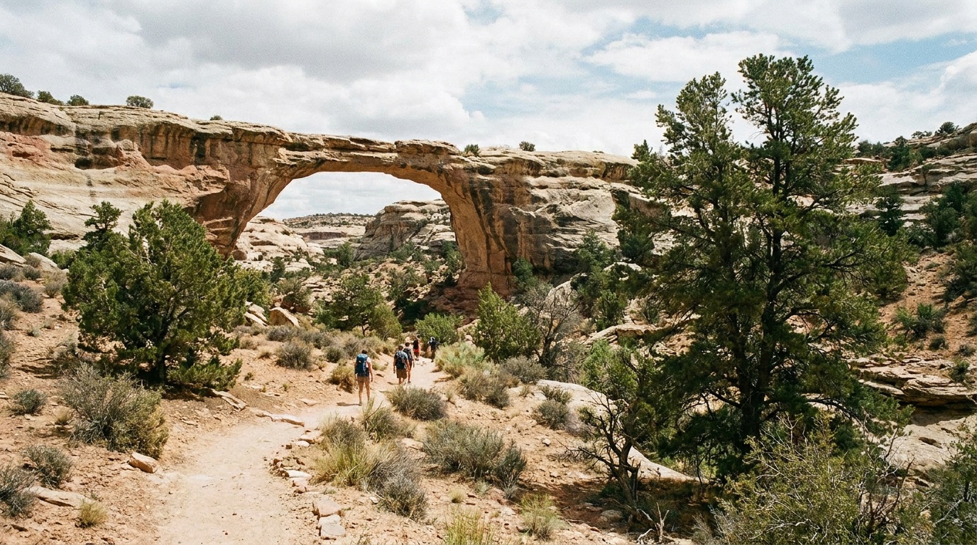 The Kachina bridge seen from the canyon trail below