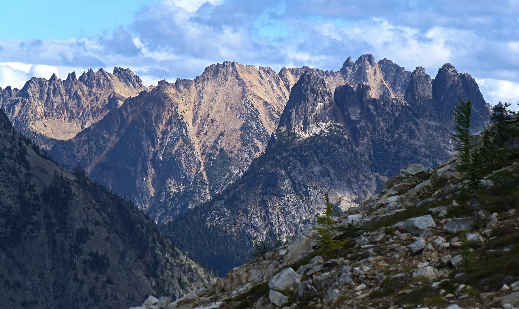 Maple Pass Loop trail crossing open North Cascades high country