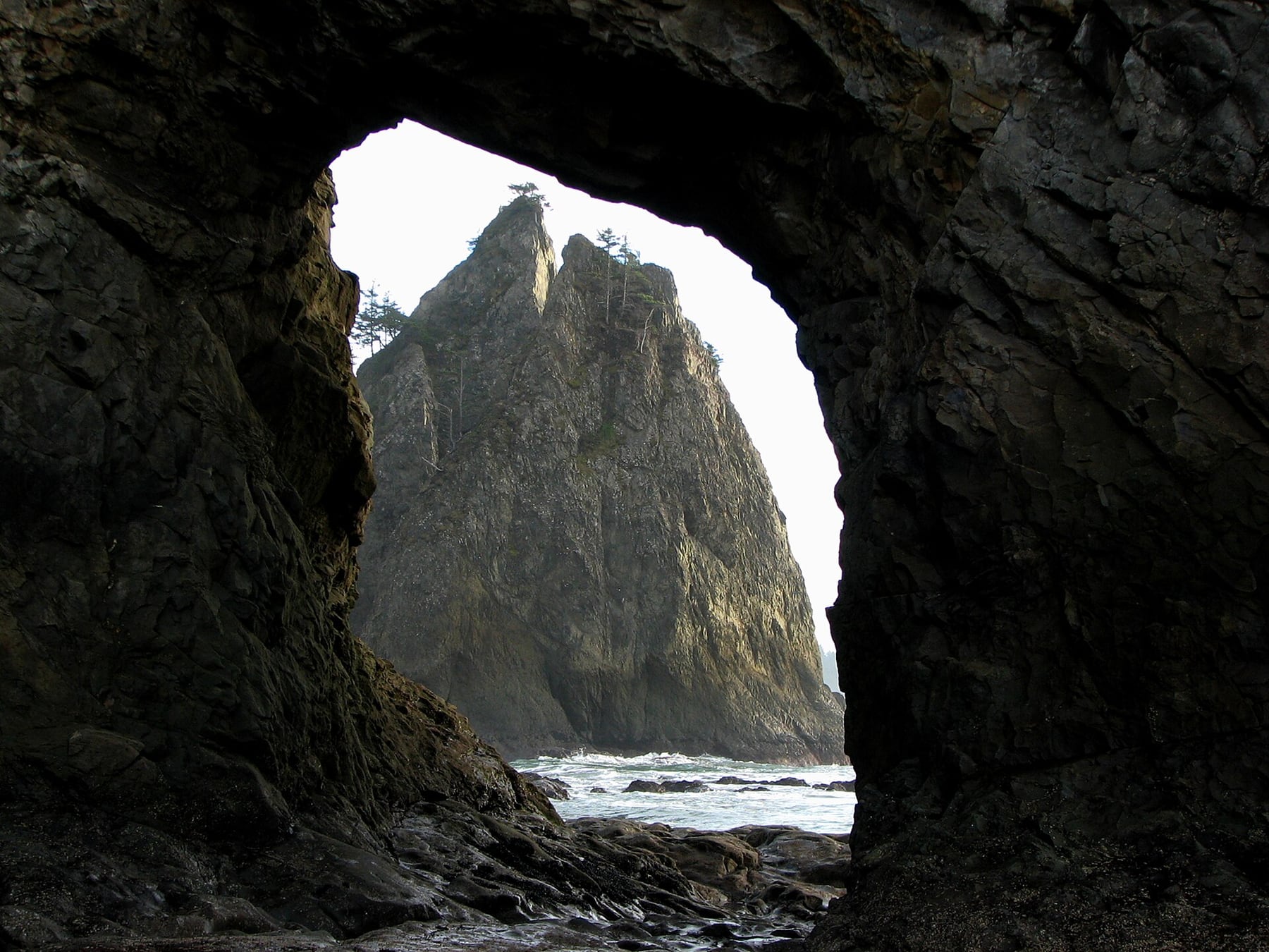 Hole-in-the-Wall sea arch on the rocky Olympic coast