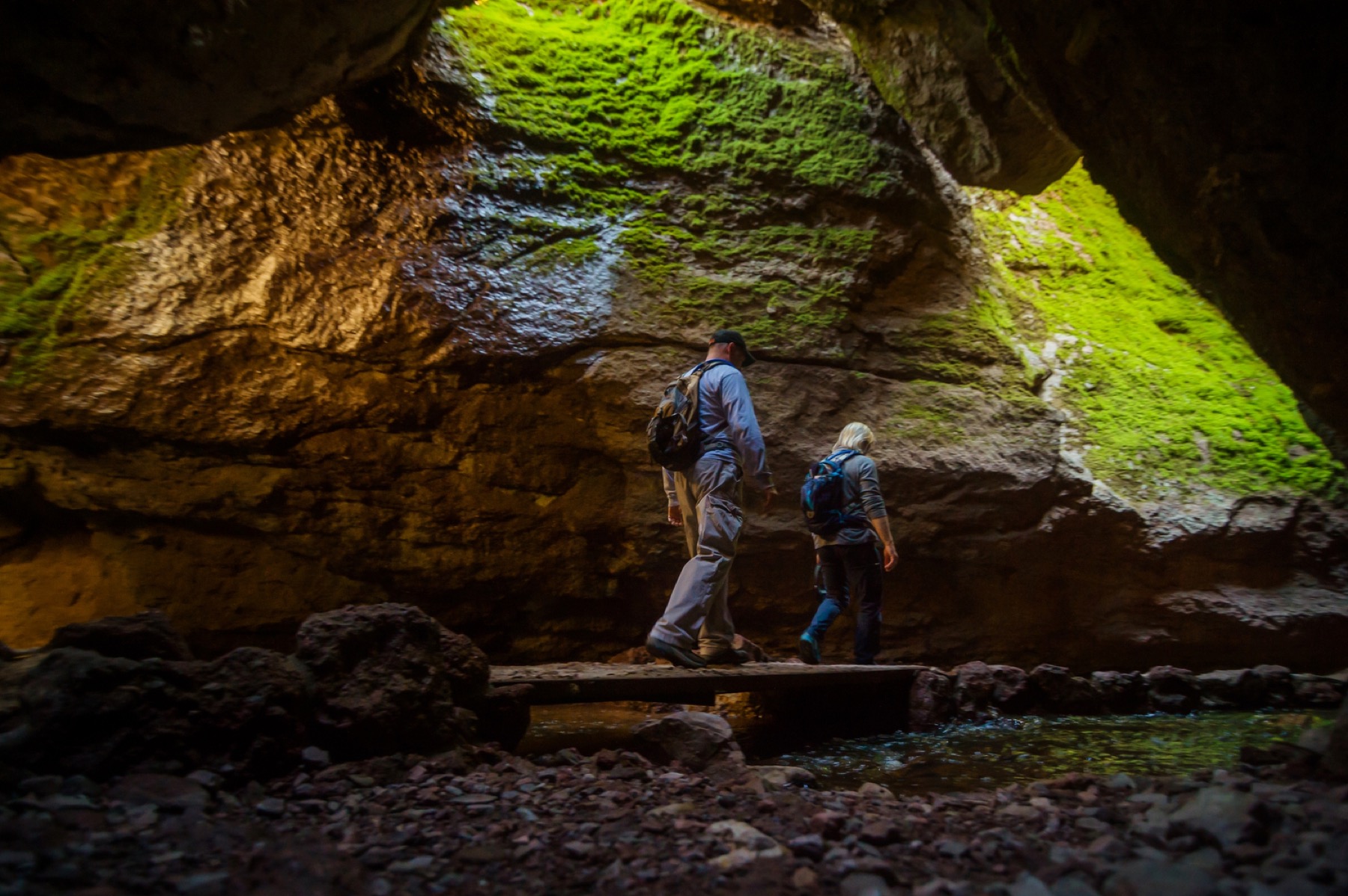 The entrance bridge to Bear Gulch Cave