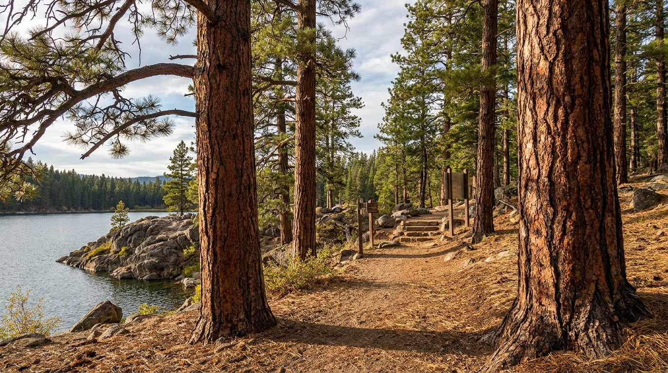 Old-growth ponderosa pines along the peninsula trails