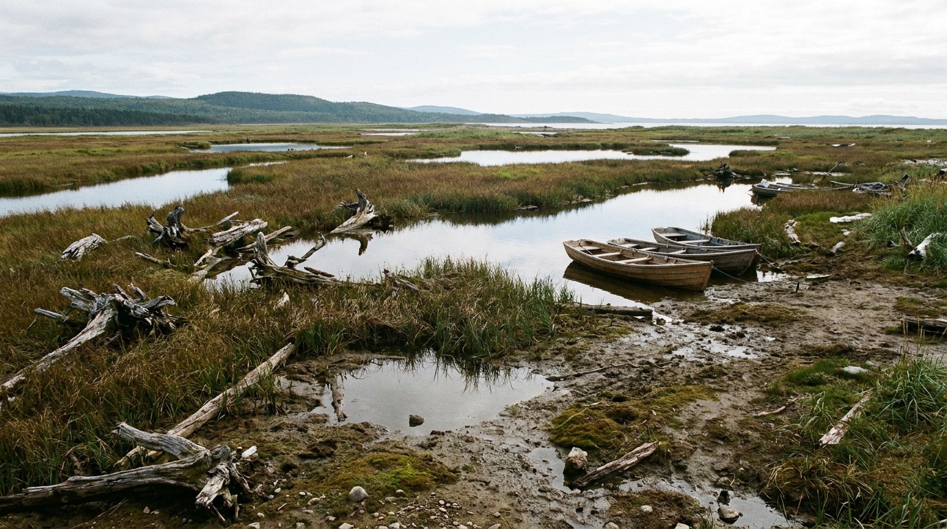Quiet lagoons and wetlands within the peninsula