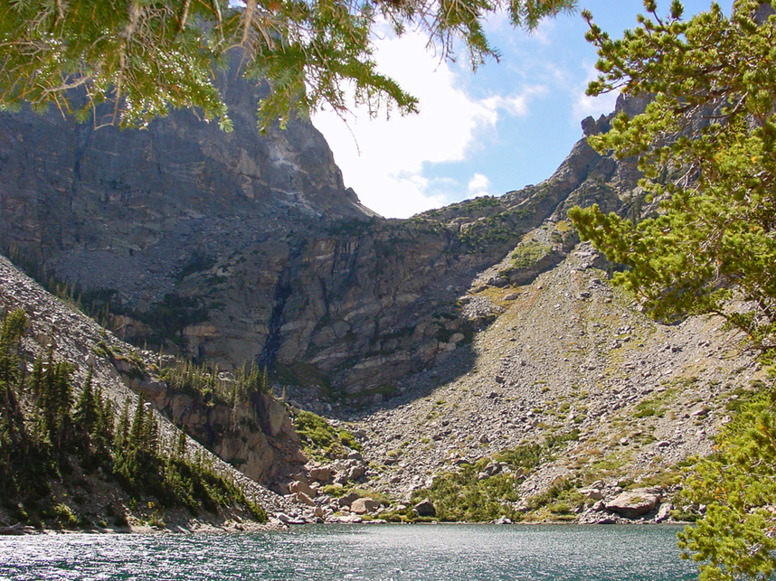 Emerald Lake tucked below steep alpine walls