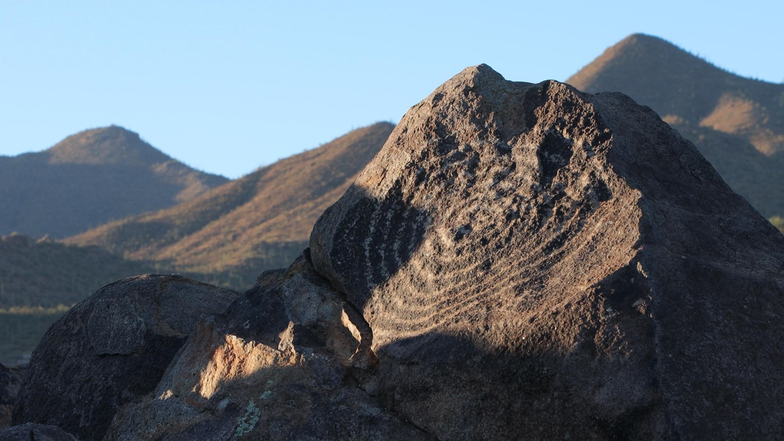 Hohokam petroglyphs on boulders at Signal Hill