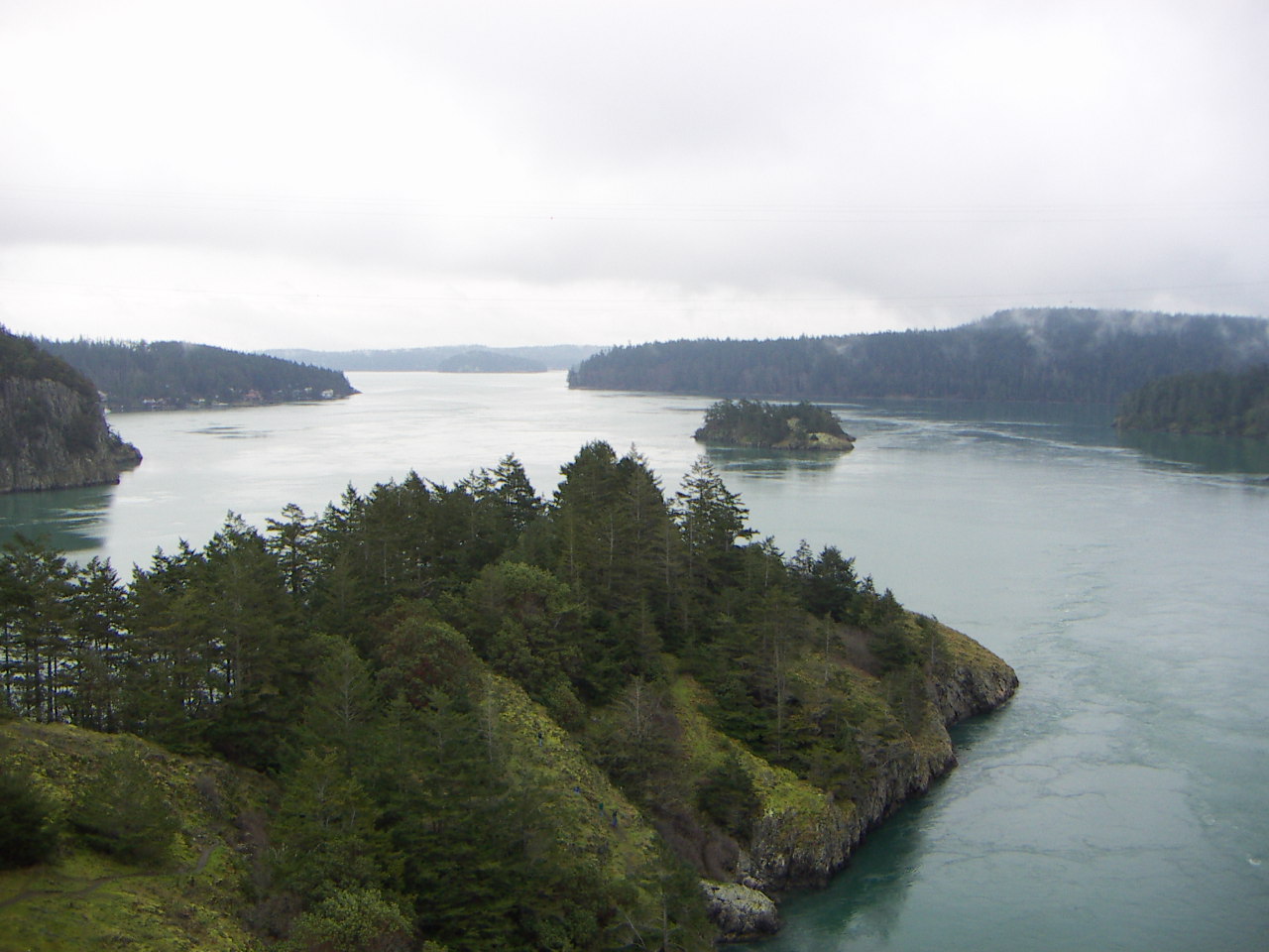The Deception Pass Bridge above the water