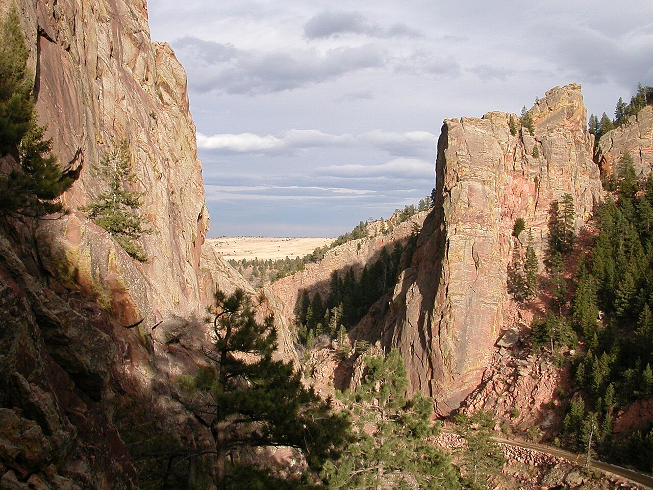 Sandstone canyon walls above South Boulder Creek at Eldorado Canyon State Park, Colorado