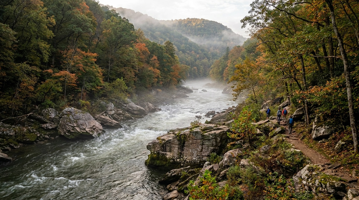 The Youghiogheny River gorge through the park