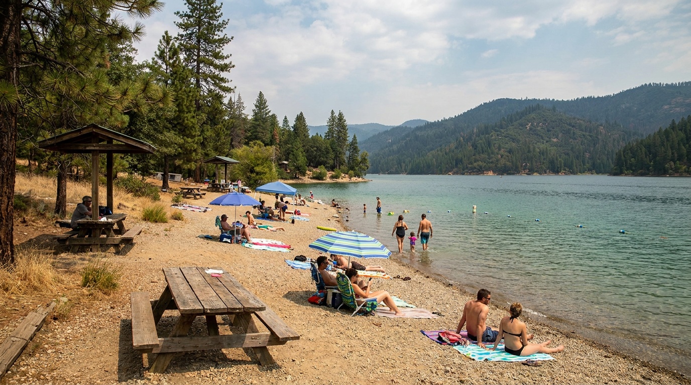 Brandy Creek swimming beach on Whiskeytown Lake