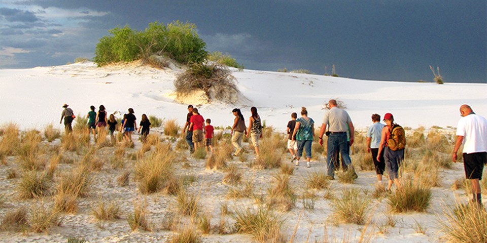 White Sands dunes glowing at sunset