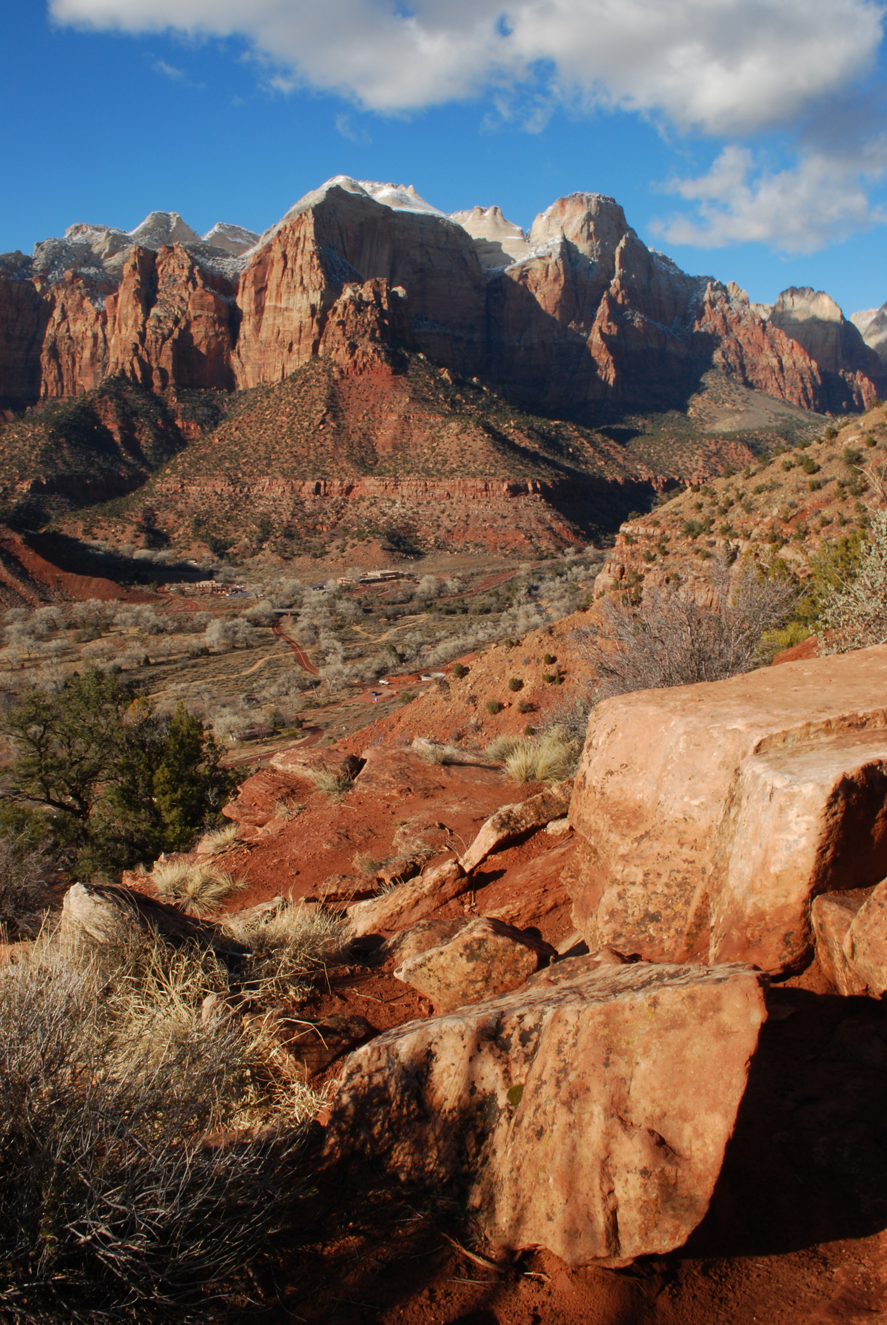 Zion Canyon seen from the Watchman Trail above Springdale