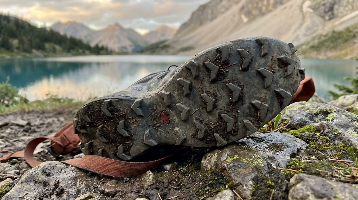 Salomon Speedcross 6 sole showing deep chevron lugs designed for mud and loose terrain