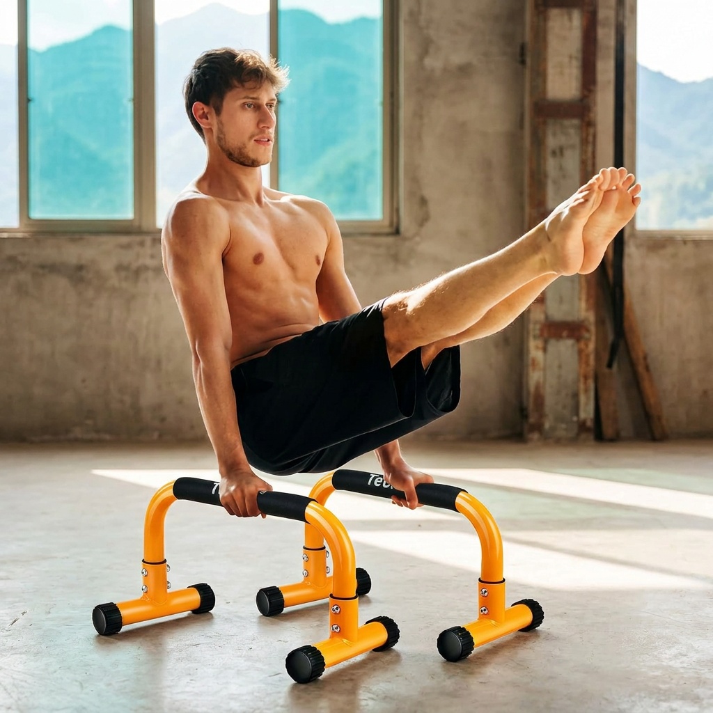 Teclor Steel Push Up Bar, 9.5in High Parallettes Bars