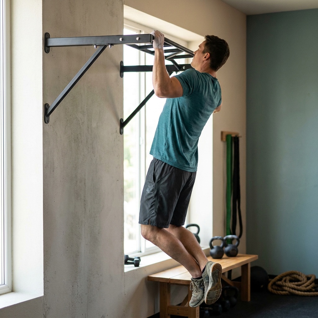 Titan Fitness HD Multi-Grip Wall Mounted Pull-Up Bar, 48"